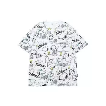 Футболка Anta X Snoopy Cartoon Print Loose Knit с круглым вырезом, унисекс, топы, белая 952129113-1 M