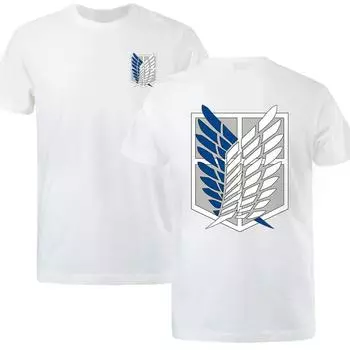 Футболка Attack on Titan Wings of Freedom с коротким рукавом Ackerman Mikasa Eren Jaeger Мужская хлопковая футболка летняя свободная футболка с круглым вырезом S чёрный