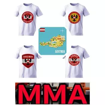 Футболка Austria MMA Kick Boxing UFC Muay Thai Country Retro Vintage Austrian Symbol Emblem Print Men Women Short Sleeve Round Chef Eagle S