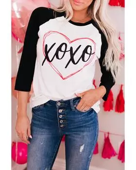 Футболка Azura Exchange Heart с контрастными рукавами M чёрный