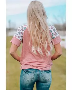 Футболка Azura Exchange с леопардовым принтом и шнуровкой M розовый