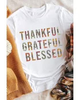 Футболка Azura Exchange Thankful Grateful Blessed Leopard Patchwork XL белый