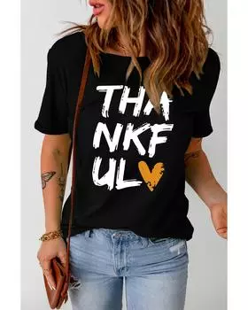 Футболка Azura Exchange THANKFUL с принтом в виде сердца 2XL чёрный