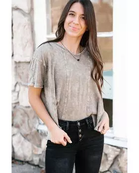 Футболка Azura Exchange Vintage Mineral Wash Splicing S серый