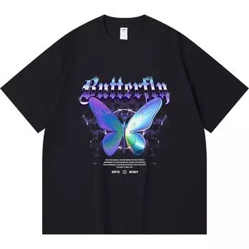 Футболка бабочка из 100% хлопка плотностью 230 г/м2 (0002) Футболки с принтом Смешная футболка из чесаного хлопка в стиле Харадзюку XS абрикосовый
