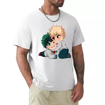 Футболка BakuDeku Snuggles, одежда в стиле аниме, простые мужские хлопковые футболки с короткими рукавами S белый