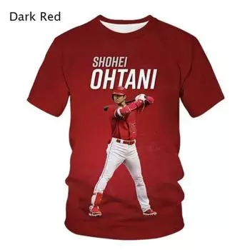 Футболка Baseball Star Shohei Ohtani для мужчин и женщин с 3D-принтом, круглый вырез, короткий рукав, унисекс, одежда больших размеров, спортивная футболка S