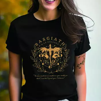 Футболка Basgiath War College, эстетическая рубашка четвертого крыла, ретро рубашки Fly or Die, футболка Fourth Wing Riders Quadrant, книжный подарок S чёрный