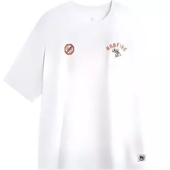Футболка баскетбольная Li Ning Anti-Five с круглым вырезом и буквенным принтом, удобная дышащая, с коротким рукавом, мужская, цвет не совсем белый AHSU575-3 S