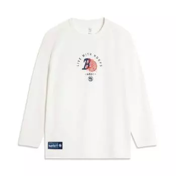 Футболка баскетбольная Li Ning Anti-Five Series с круглым вырезом, дышащая, универсальная, простая, свободная, с длинным рукавом, мужская, футболка, не совсем белая ATLU045-2 2XL