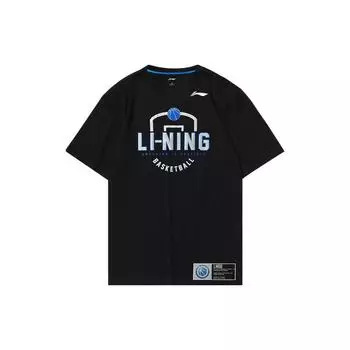 Футболка баскетбольная Li Ning Sports с буквенным логотипом и рисунком, быстросохнущая, с коротким рукавом, мужская, черная ATSS831-1 M