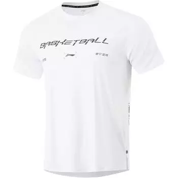 Футболка баскетбольной серии Li Ning с круглым вырезом, удобная, дышащая, универсальная, с коротким рукавом, мужская, стандартная, белая ATSU083-2 M