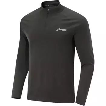 Футболка баскетбольной серии Li Ning с логотипом, воротником-стойкой, удобная, дышащая, универсальная, с длинным рукавом, мужская, графитово-серая ATLU127-4 XL
