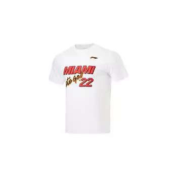 Футболка баскетбольной серии Li Ning Sports NBA Cheer Series Butler Cheer с принтом, свободная, с круглым вырезом, коротким рукавом, унисекс, стандартная, белая AHST995-1 L