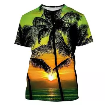 Футболка Beach Palm Tree Casual 3D Printed, Гавайи, мужская и женская, модная, смешная, хип-хоп, крутая футболка XXS