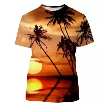 Футболка Beach Palm Tree Casual 3D Printed, Гавайи, мужская и женская, модная, смешная, хип-хоп, крутая футболка XL