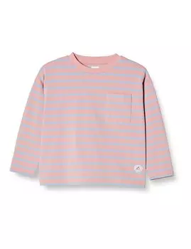 Футболка Beams Border с длинным рукавом и карманом для детей, розовая, 140 [образ мини], футболка 40-14-0009-443 розовый