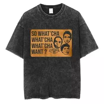 Футболка Beastie Boys Group Harajuku Summer Vintage Washed T-Shirt для мужчин и женщин с короткими рукавами Y2K Top Cotton Streetwear Casual Tee S