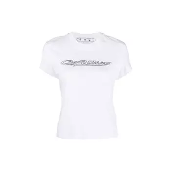 Футболка бейсбольная Off-White Bling Fitted Tee White/Black Women Tops OWAA112S23JER0010110 S
