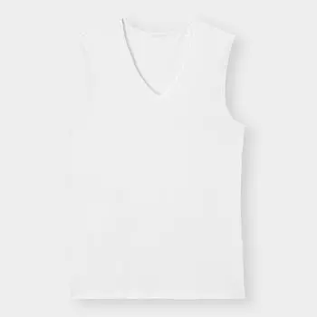 Футболка без рукавов GU by Uniqlo Style Dry Mesh с V-образным вырезом 00 WHITE/XS