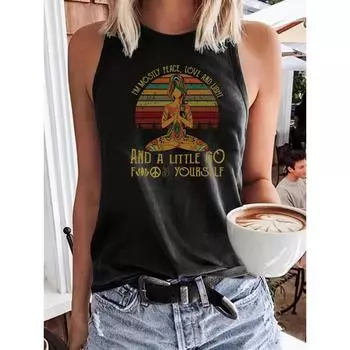 Футболка без рукавов с круглым вырезом, креативный большой летний повседневный женский принт S