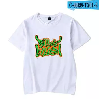 Футболка Billie Eilish Футболка с американским певцом Футболка высокого качества с мультяшным принтом Белый Черный Синий M белый