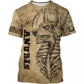 Футболка BJU с графическим принтом «Древний Египет», с круглым вырезом, 3D-принт, короткий рукав, свободный повседневный топ унисекс S