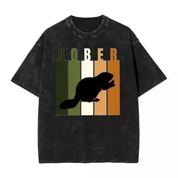Футболка Бобр Курва Летняя Знай Свой Мем Винтажные Футболки Трендовая Футболка для Мужчин Женщин Дизайн с Коротким Рукавом Одежда S