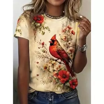 Футболка больших размеров в пляжном стиле с принтом в виде сердца и животных, повседневный топ с коротким рукавом для весны и лета, женская одежда больших размеров XS