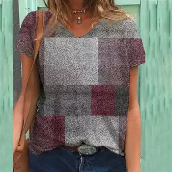 Футболка больших размеров, винтажная цветочная тематическая серия, футболка с 3D-принтом, V-образный вырез, женские футболки с короткими рукавами, топ 6XL