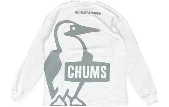 Футболка большого размера Big Booby Brushed с длинным рукавом L белого цвета [Chums] белый