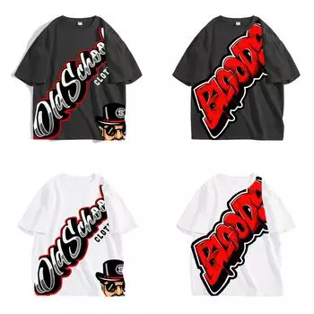 Футболка большого размера для мужчин, повседневная свободная хлопковая футболка с круглым вырезом в стиле ретро XXS