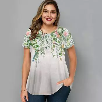Футболка большого размера для женщин, летняя повседневная футболка с круглым вырезом и коротким рукавом, модная свободная новая футболка, уличная одежда Harajuku, новая S
