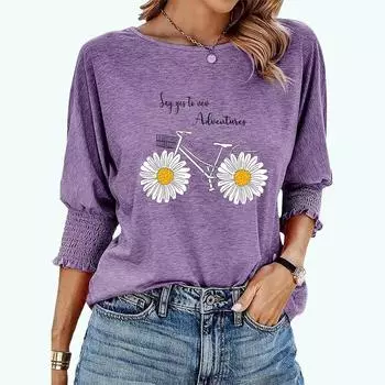 Футболка большого размера для женщин с модным принтом, повседневная свободная футболка с круглым воротником на весну и лето S белый