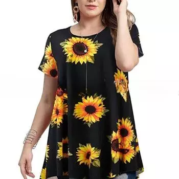 Футболка большого размера для женщин с 3D-принтом, футболки с коротким рукавом, свободные футболки 7XL