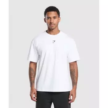 Футболка большого размера Gymshark Gs66 Graphic, белая C1a4l Wb57 XL