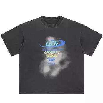 Футболка большого размера из хлопка с потертостями черного цвета, унисекс, топы, футболки, летняя футболка с короткими рукавами S чёрный