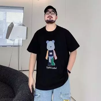 Футболка большого размера, летняя, хлопковая, трендовая, свободные топы, модная, с коротким рукавом, мужская, прилив M