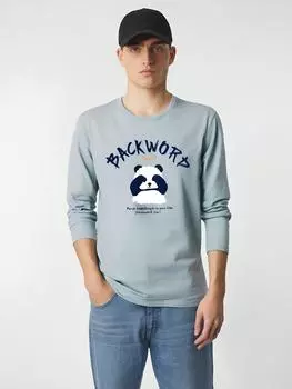 Футболка большого размера с длинными рукавами и рисунком панды, мужская повседневная толстовка из чистого хлопка S-5XL S