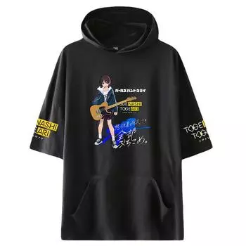 Футболка большого размера с принтом GIRLS BAND CRY для женщин, мужчин, мальчиков и девочек, летняя футболка с коротким рукавом и капюшоном, повседневные свободные топы-пуловеры XS чёрный