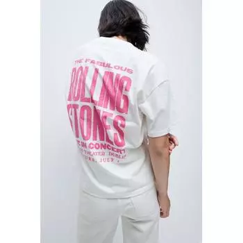 Футболка большого размера с принтом HM White Rolling Stones