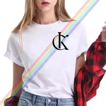 Футболка большого размера с рисунком бренда класса люкс CK, женская летняя повседневная футболка для женщин и девочек, уличная футболка с коротким рукавом S