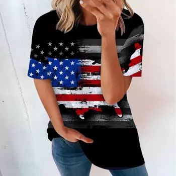 Футболка большого размера с рисунком флага женская футболка с 3D-принтом повседневная футболка с коротким рукавом женская летняя футболка 7XL
