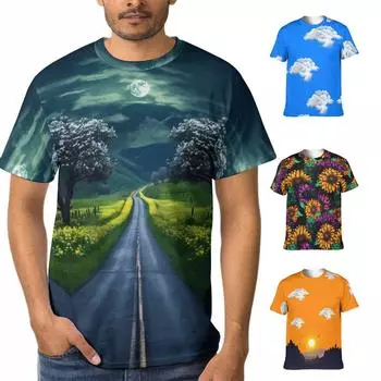 Футболка большого размера с рисунком неба для женщин, футболка с 3D-принтом, повседневная футболка с короткими рукавами, летние женские футболки 7XL