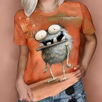 Футболка большого размера с забавным рисунком животных для женщин, футболка с 3D-принтом, повседневная футболка с короткими рукавами, летние женские футболки 7XL