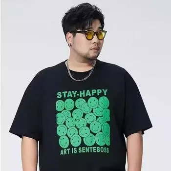 Футболка большого размера tide мужская летняя новая свободная повседневная с принтом и короткими рукавами M