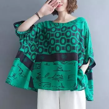 Футболка большого размера, женская хлопковая футболка с винтажным принтом, повседневная свободная летняя футболка с коротким рукавом и рисунком летучей мыши, женские топы M красный