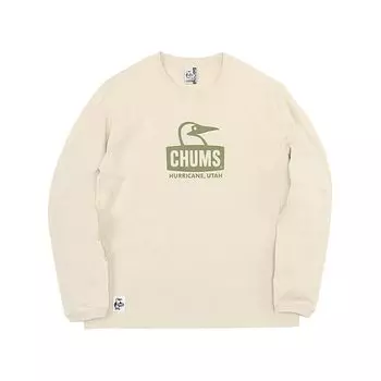 Футболка Booby Face Greige x Khaki [Chums] с длинными рукавами, мужская