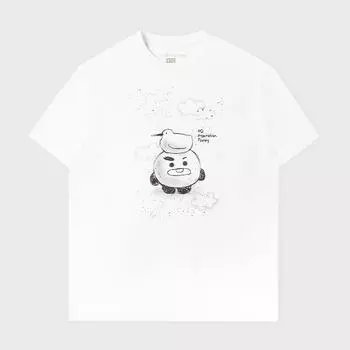 Футболка BT21 SHOOKY BASIC Street с коротким рукавом, белая (Выбор варианта: M / L) M