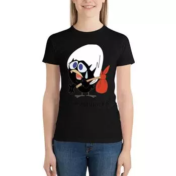 Футболка Calimero, винтажная одежда, топы, рубашка с принтом животных для девочек, роскошная дизайнерская одежда для женщин S белый